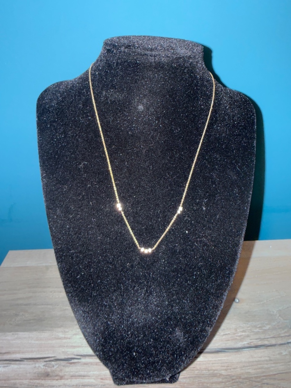 Mejuri Gold Vermeil White Sapphire Station Necklace 16" - Picture 2 of 7